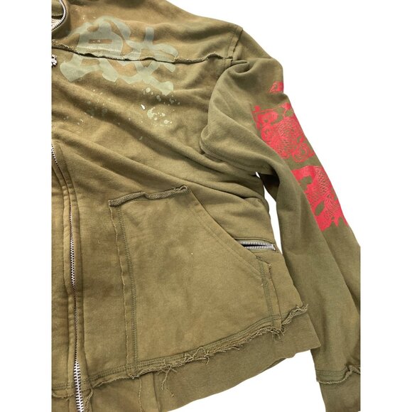 Blac Label Mens army green graphic embroided Hoodie sweatshirt Size 3XL SKU 9290 - Picture 11 of 16